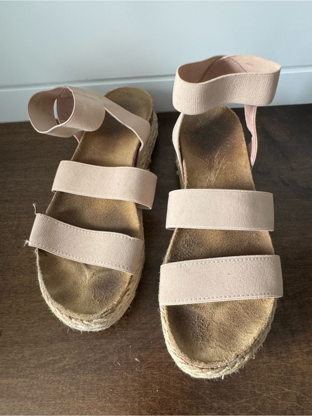 Neutral Strappy Espadrille Platform Sandals